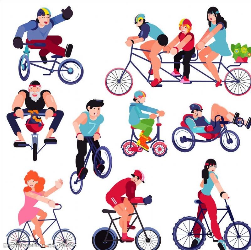 潮流运动插画骑单车