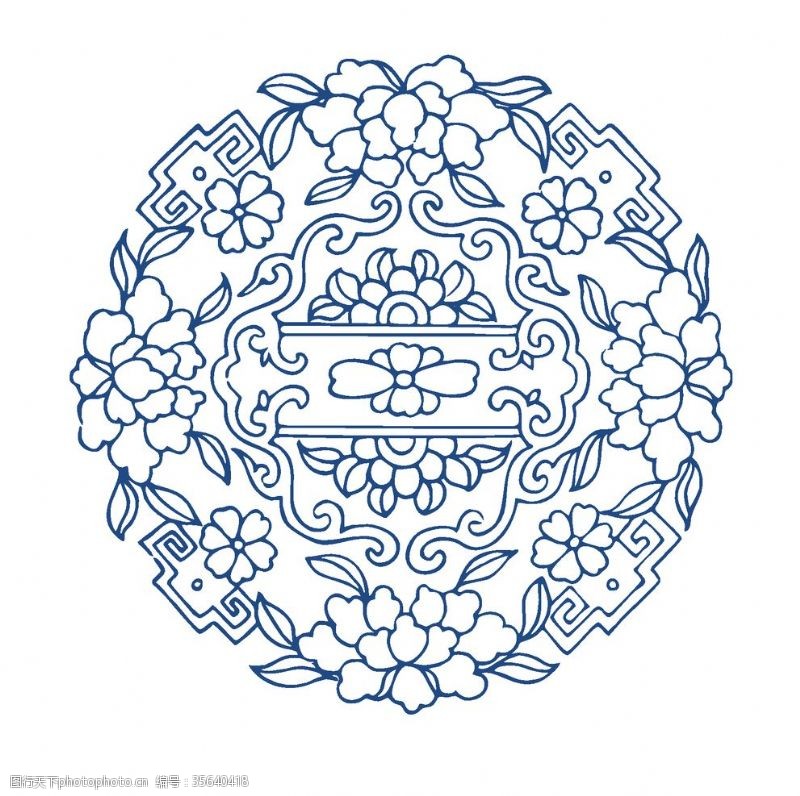 富贵竹元素中国风青花瓷花纹图案