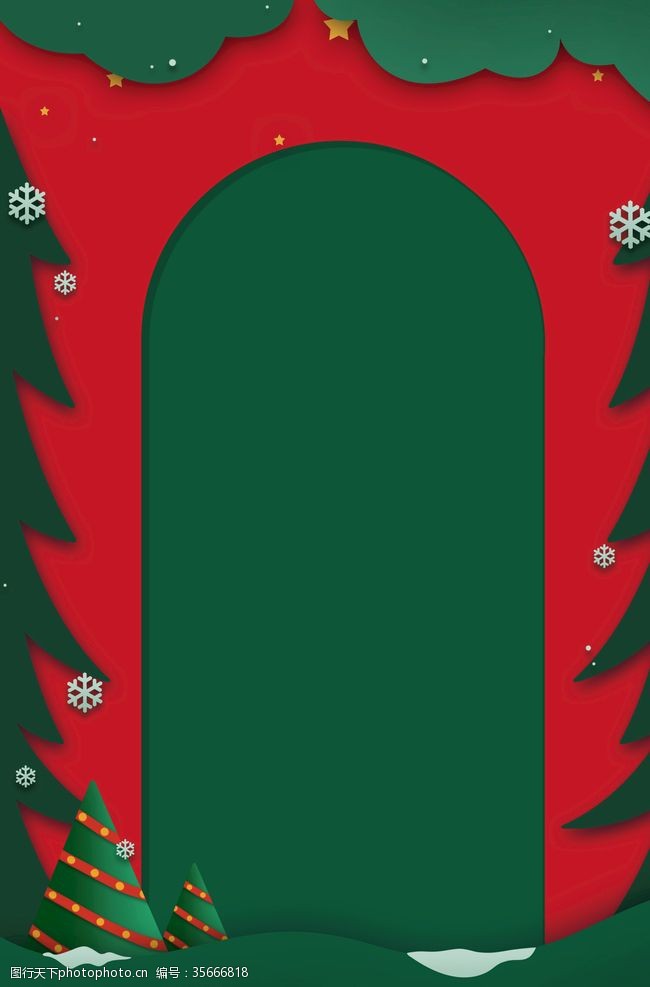 节日装饰红绿色雪花圣诞树圣诞节背景