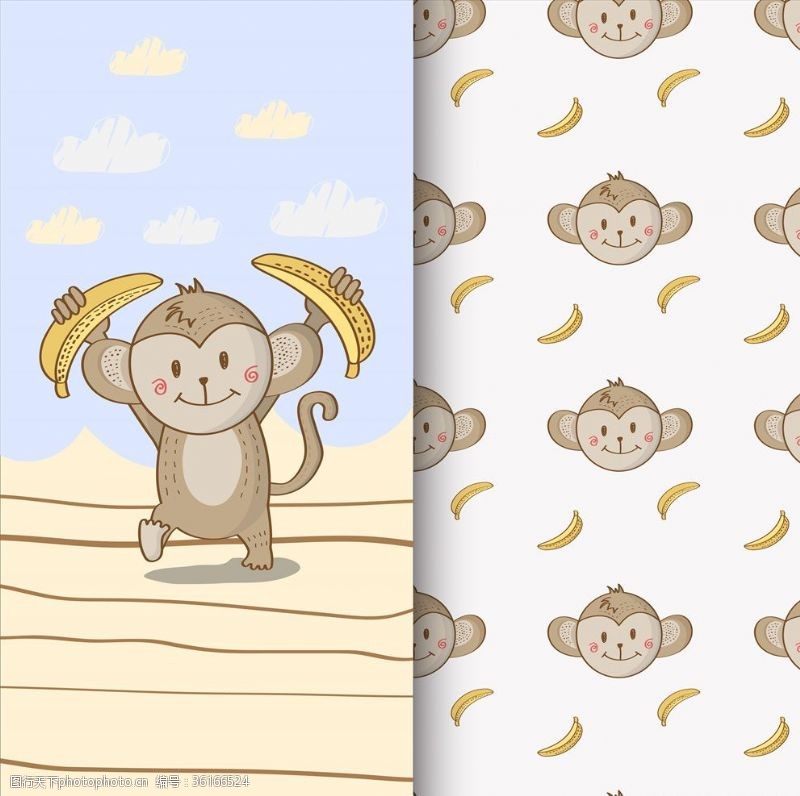 运动跃动猴子印花