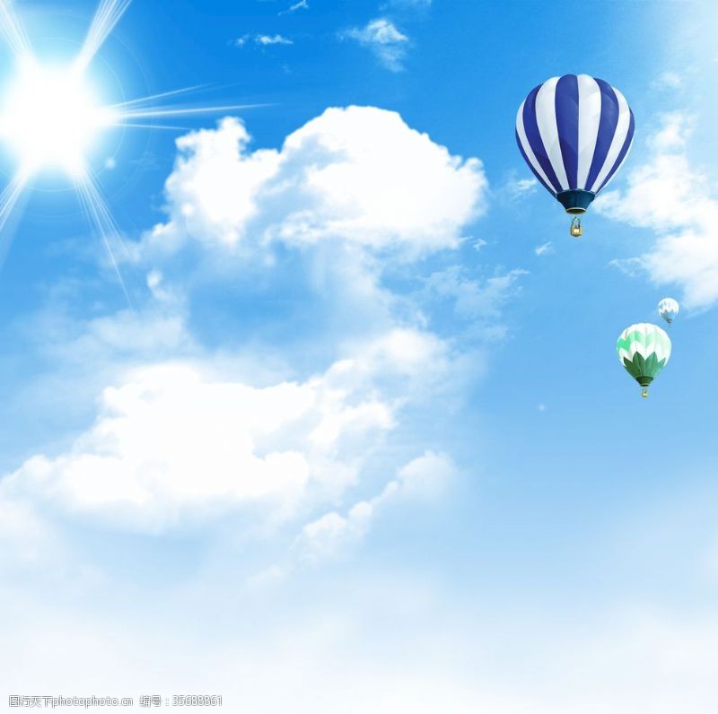 阳光照明蓝天白云氢气球