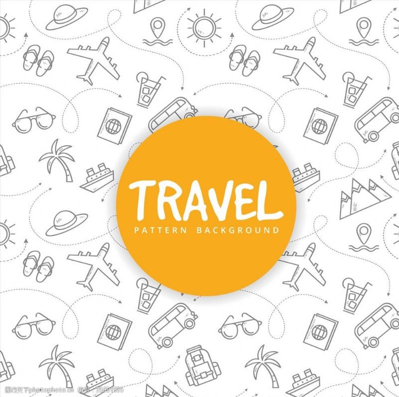 出国旅游度假图标手绘旅行图标背景底纹