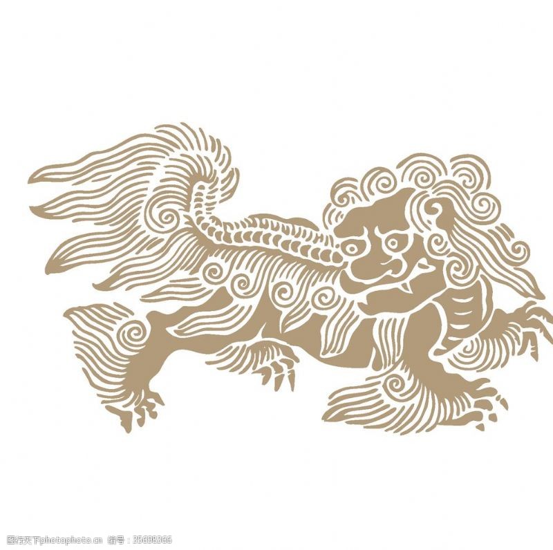 富贵竹元素中国古典神兽图案