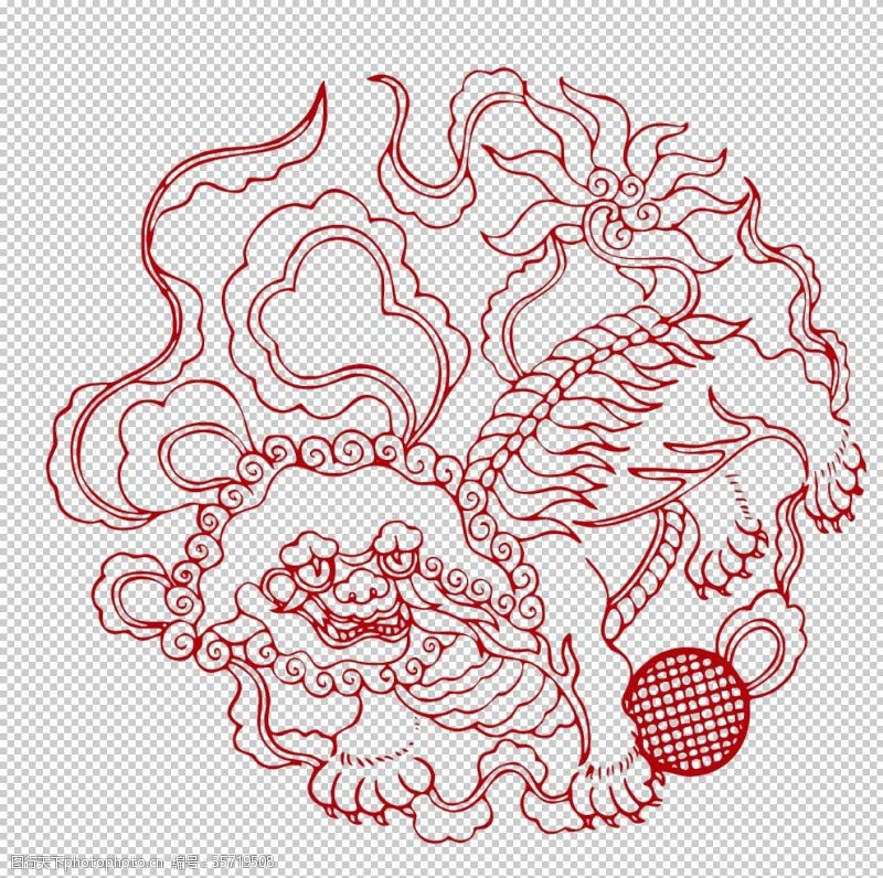 国庆经典素材龙纹动物纹样