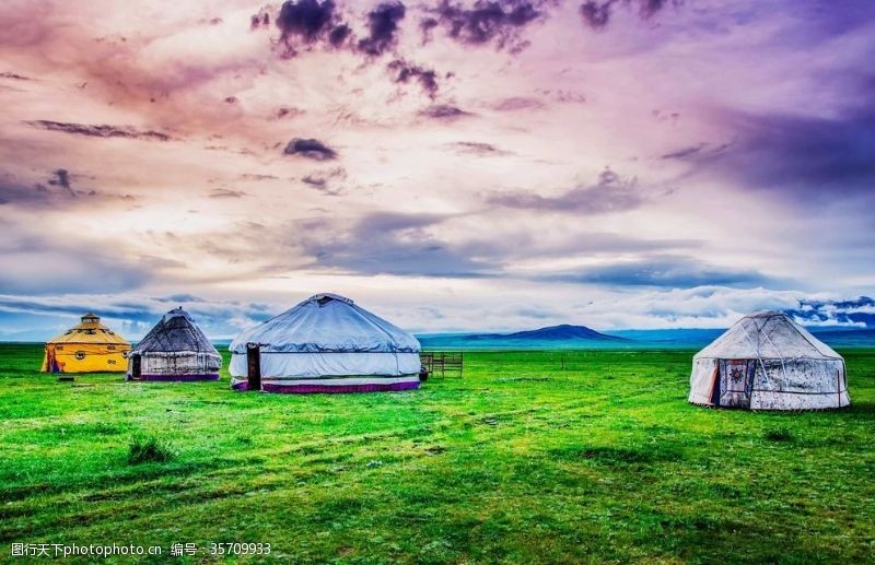 游牧民族蒙古包草原风景