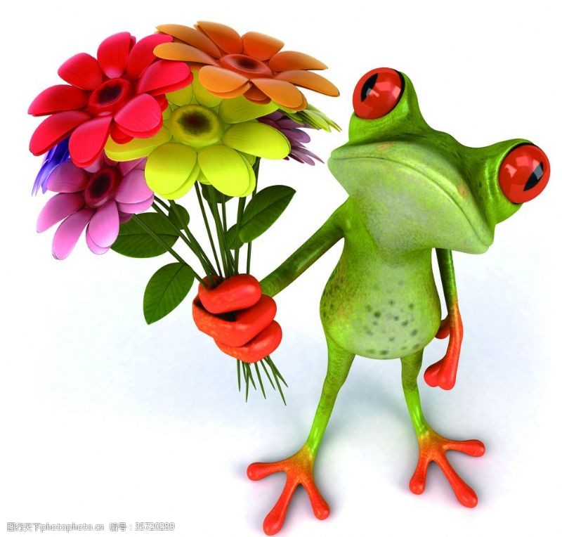 绿色青蛙青蛙献花