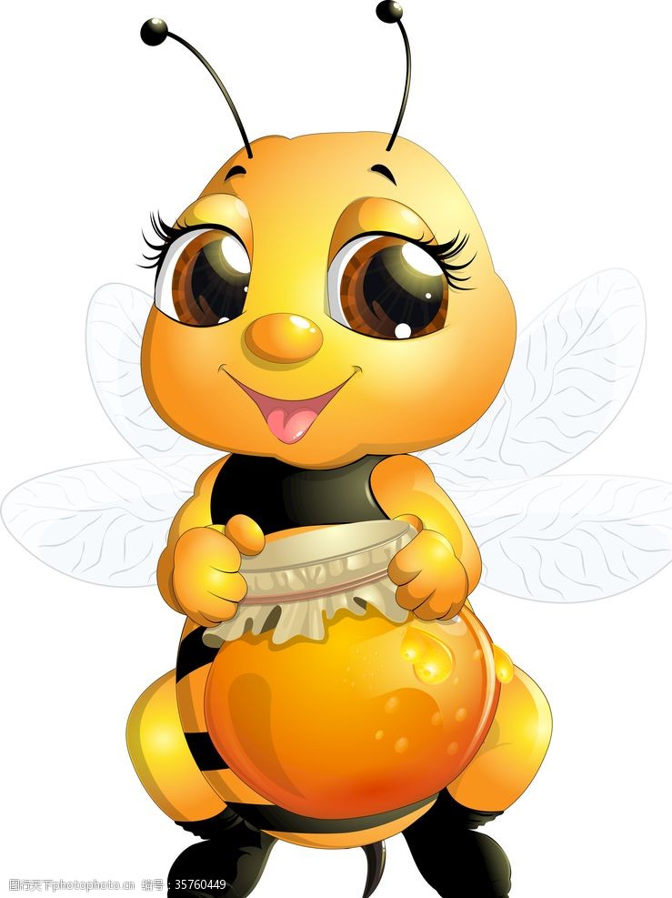 蜂蜜标签矢量小蜜蜂