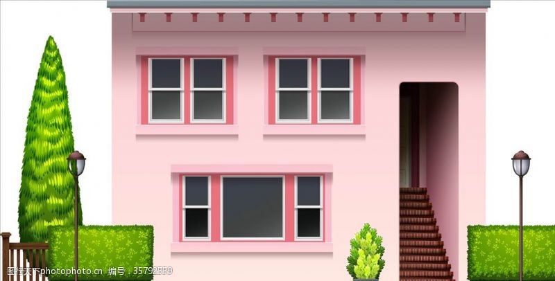 粉色房子矢量卡通房子