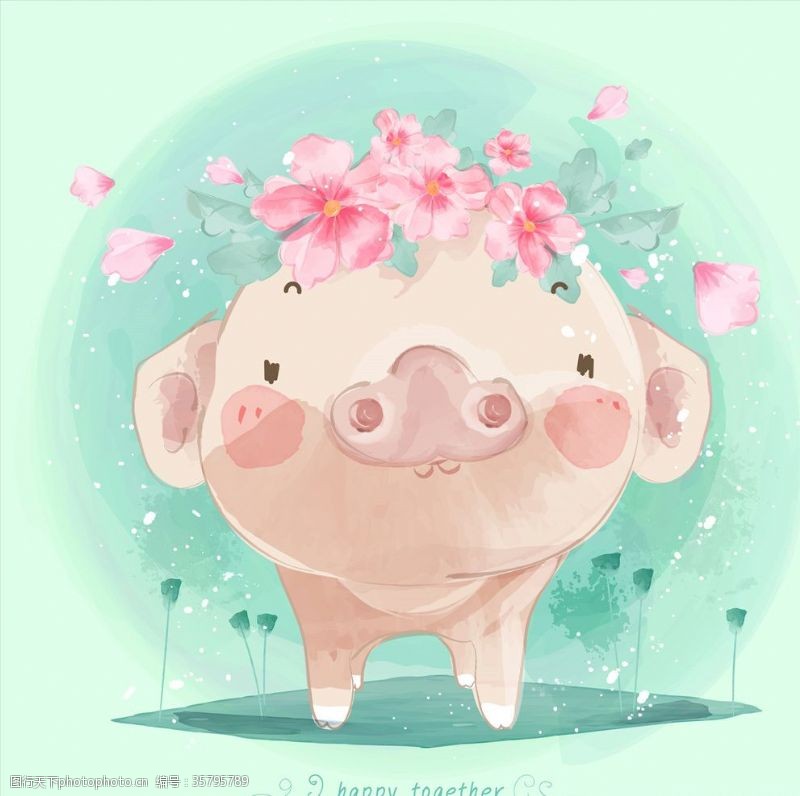 猪年吉祥手绘小猪