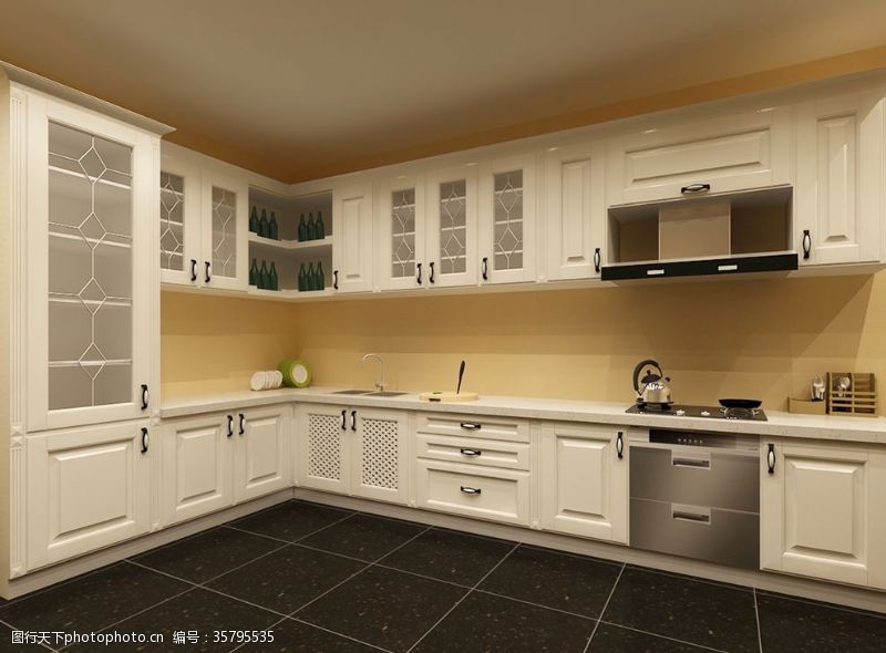 室内整体模型欧式厨房橱柜