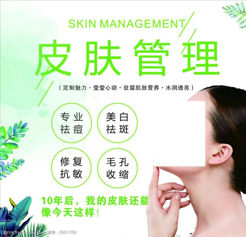 皮肤管理美容护肤海报绿
