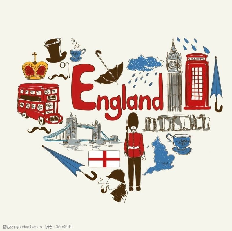 电话亭英国旅游手绘元素