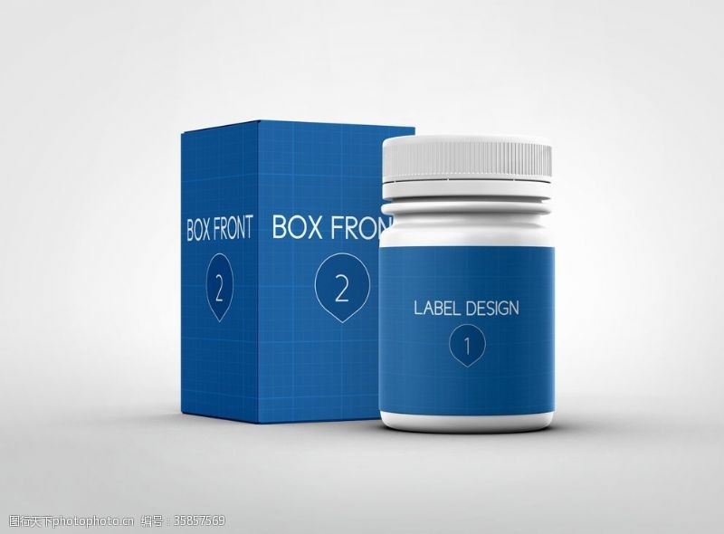 纸盒包装贴图保健药瓶体包装样机