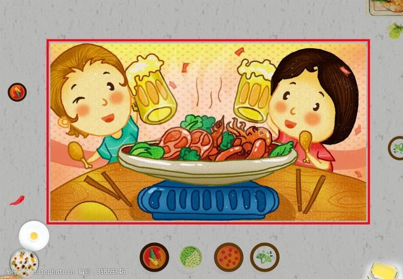 火锅菜牌矢量素材火锅团聚美食
