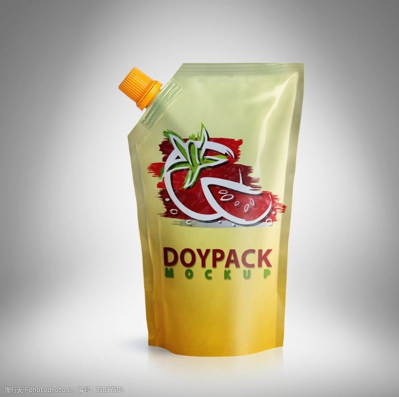 红色包装箱塑料袋果汁包装贴图样机