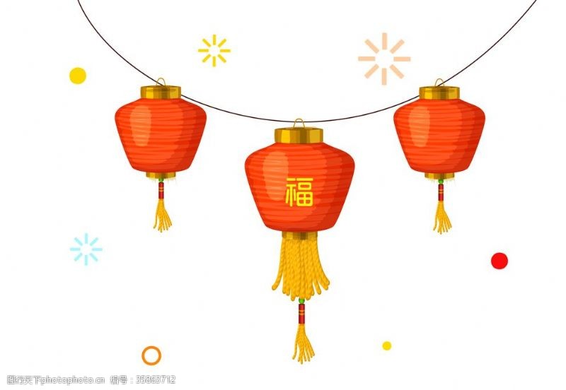 春节年会新年灯笼挂饰设计元素