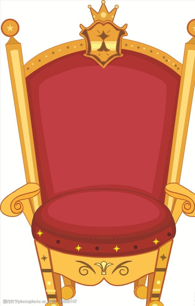 王座国王椅子卡通矢量