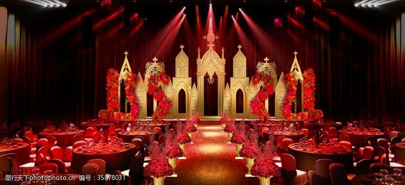 中式新娘婚礼舞台效果图