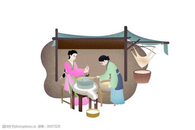 两个女人磨豆腐