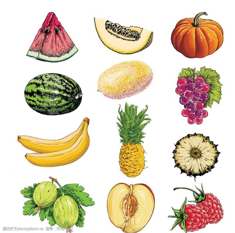 创新蔬菜名片手绘水果