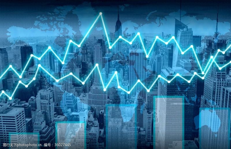 商业插画在曼哈顿叠加的财务图表财务概念