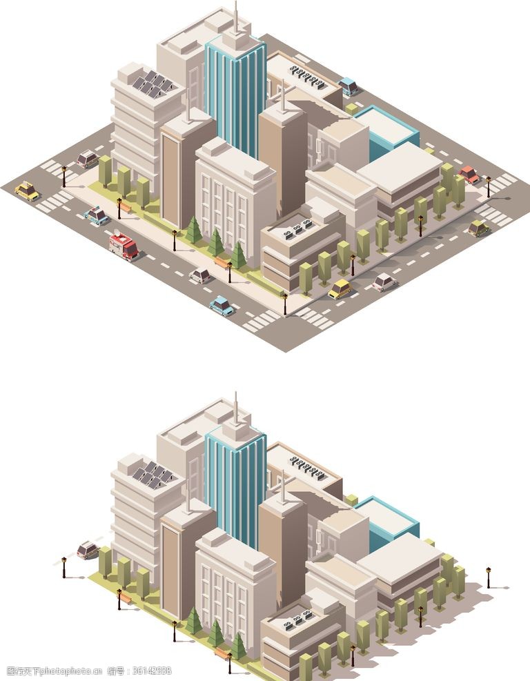 树木模型卡通城市建筑
