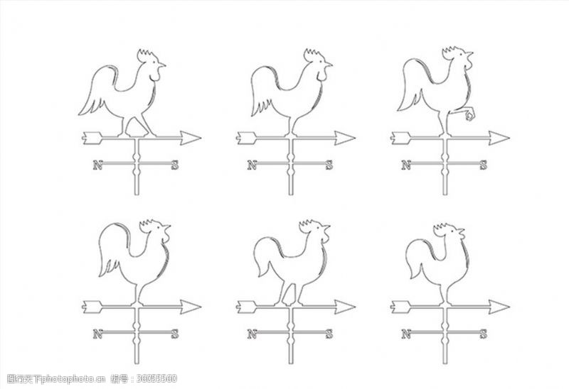 滕条公鸡母鸡风向标标志标识图标底纹