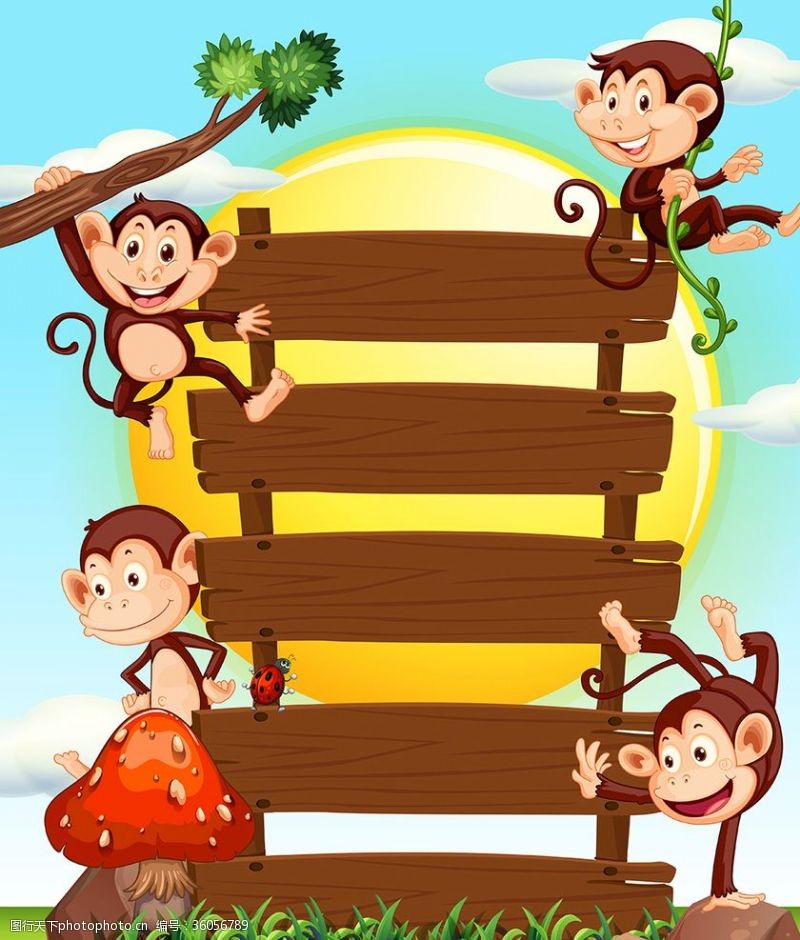 木制的木制标牌上的猴子