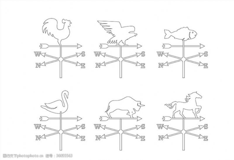 滕条公鸡母鸡风向标标志标识图标底纹