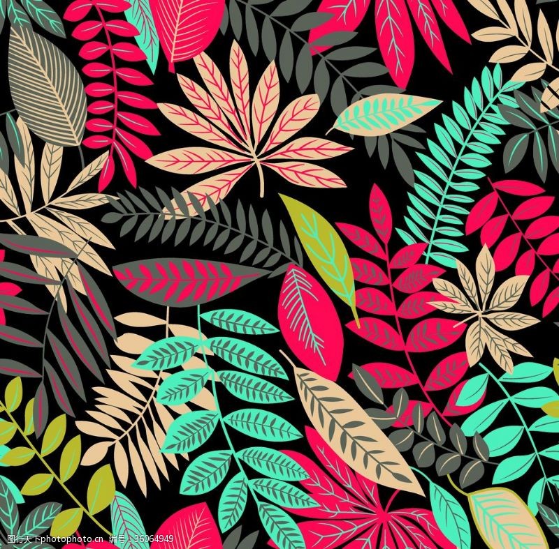 彩色电脑包热带植物手绘分色花型