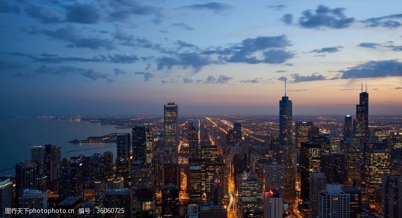 高清景观俯视图海边城市夜景