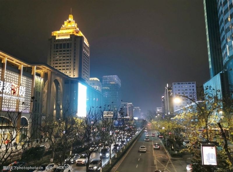 商业中心杭州市区夜景