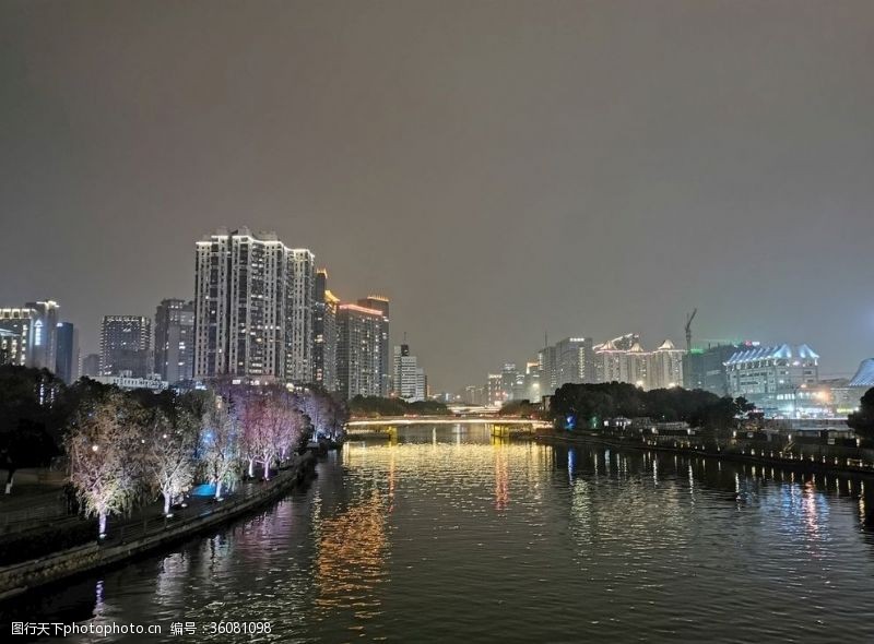 商业中心杭州市区夜景