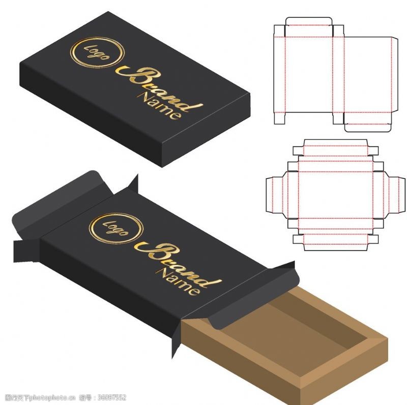 纸盒包装贴图巧克力抽屉式包装盒刀模图