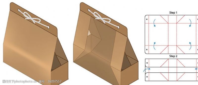 提子彩盒手提包装盒刀模图