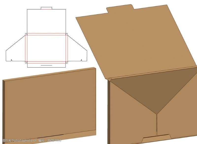 纸盒包装贴图信封式包装盒刀模图