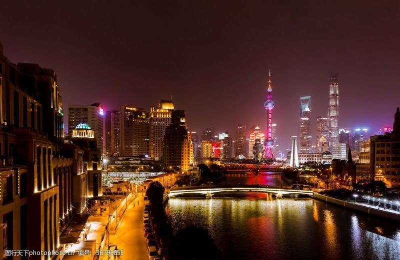 公园景观上海城市地标建筑夜景