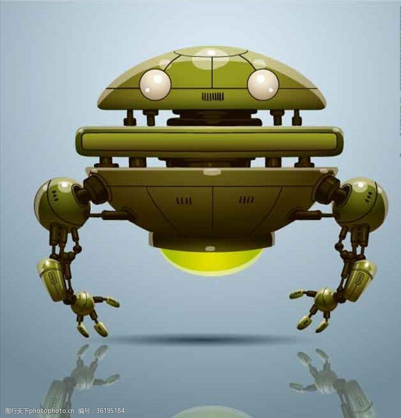 机械设计绿色机器人小人科技素材