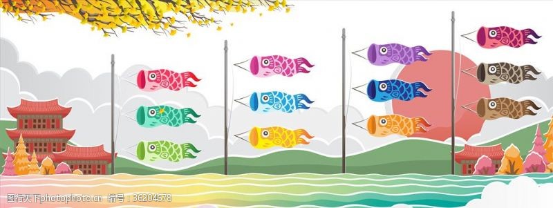 班服模版日本鲤鱼旗