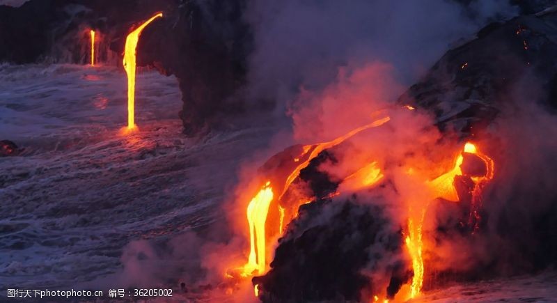 岩浆火山喷发景观