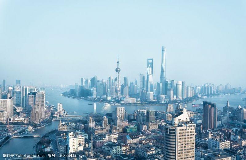 高空俯拍上海城市景观