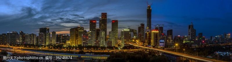 高空俯拍北京cbd夜景