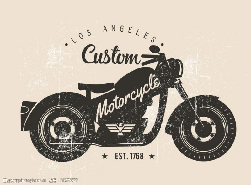 大排量摩托车图标复古作旧摩托车哈雷