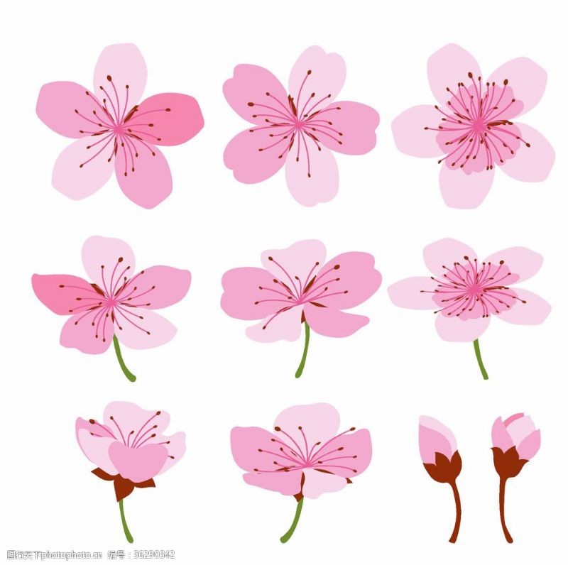 卡通花朵粉色桃花创意图案