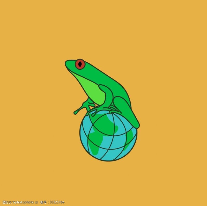 绿色青蛙青蛙与地球EPS