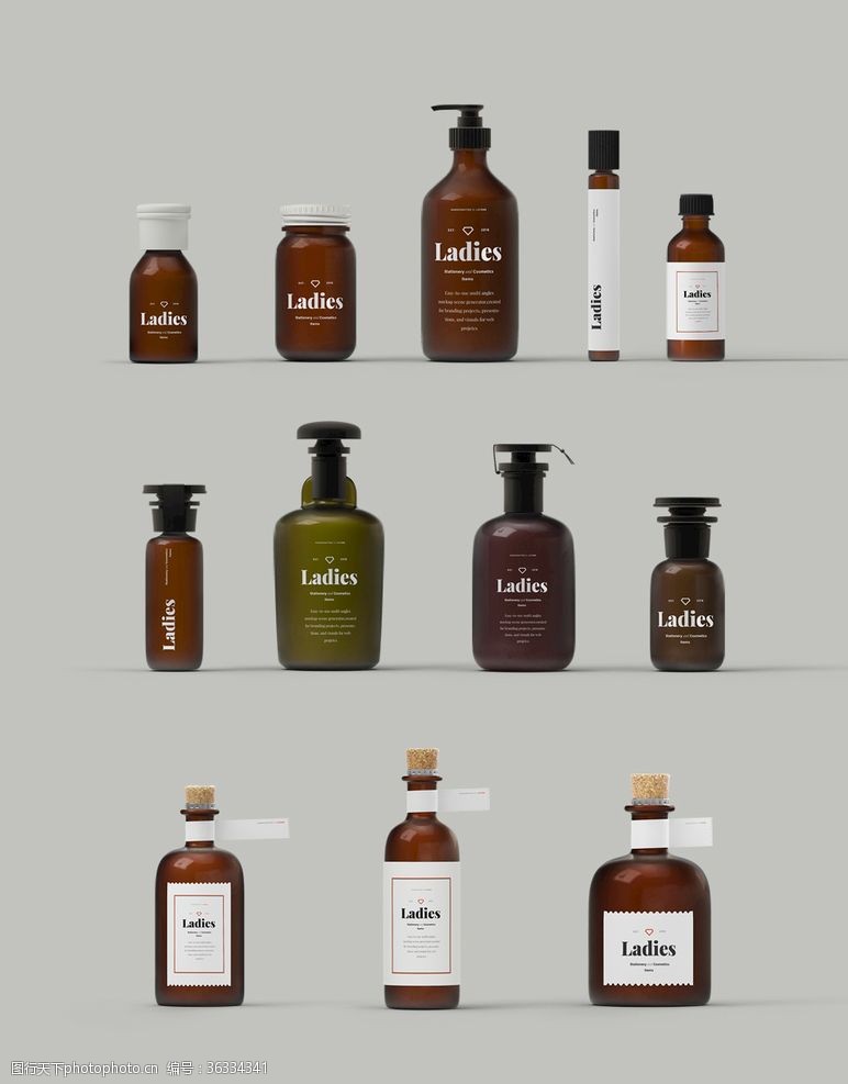 产品展示各种瓶子样机