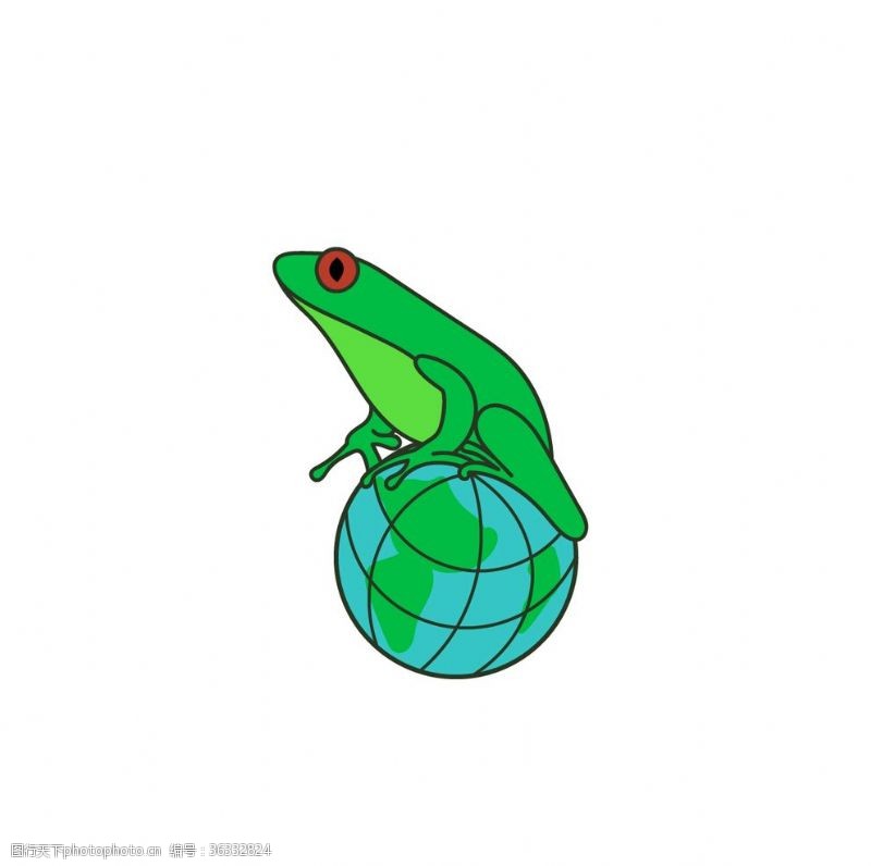 绿色青蛙青蛙与地球PNG