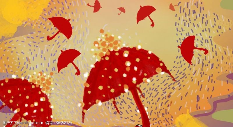 街舞插画雨伞抽象涂鸦
