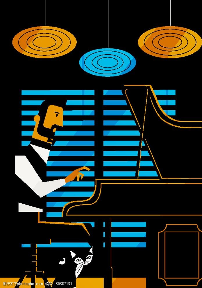 百叶窗创意餐厅弹钢琴的男子