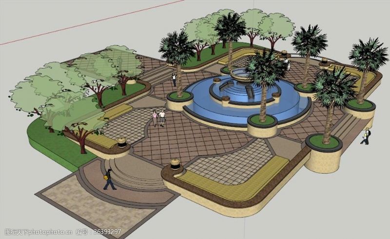 喷泉景观简单喷泉街心公园节点景观设计效